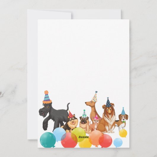 犬のグループはパーティーハッピーバースデー シーズンカード (裏面)