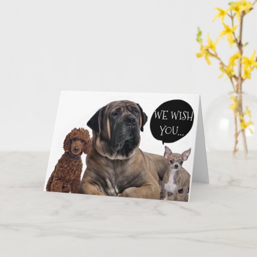 犬のグループは、あなたの夢を捨てたいと願っています。 カード (黄色い花)