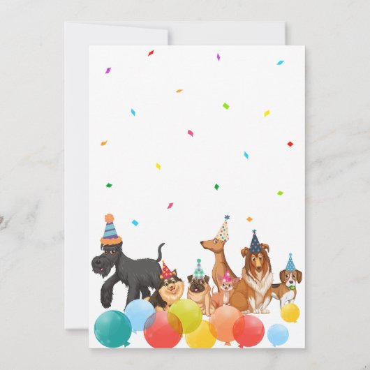 犬のグループは、パーティー誕生日招待状 招待状 (裏面)