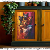 犬のグループ，背景鮮やかCT6デコページ 薄葉紙