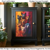 犬のグループ，背景鮮やかCT6デコページ 薄葉紙