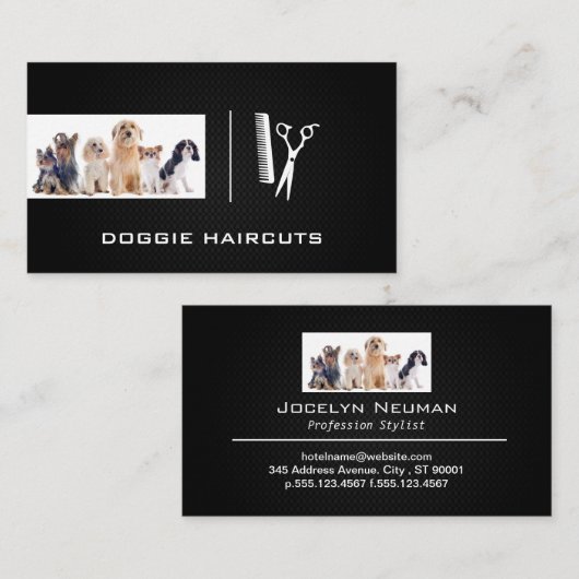 犬のグループ | 鋏と櫛 名刺 (正面/裏面)
