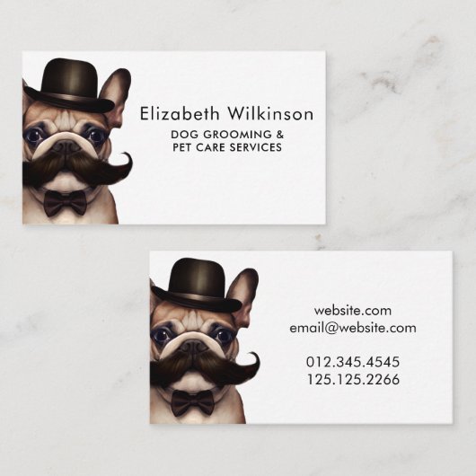 犬のグルーミングおもしろい子犬ペットブルフランスのドッグ 名刺 (正面/裏面)