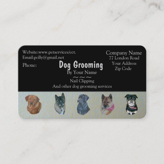 犬のグルーミングのペットケアベットサービス事業 名刺 (正面)