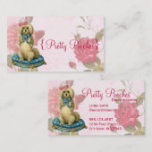 犬のグルーミングのヴィンテージの花の名刺 名刺 (正面/裏面)