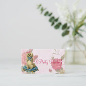 犬のグルーミングのヴィンテージの花の名刺 名刺 (スタンド正面)