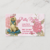 犬のグルーミングのヴィンテージの花の名刺 名刺 (裏面)