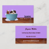 犬のグルーミングの名刺-可変性色 名刺 (正面/裏面)