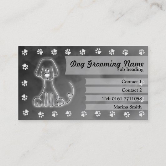 犬のグルーミングの名刺[灰色] 名刺 (正面)