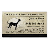 犬のグルーミングの金ゴールドの渦巻の黒の磁石の名刺 マグネット名刺 (正面)