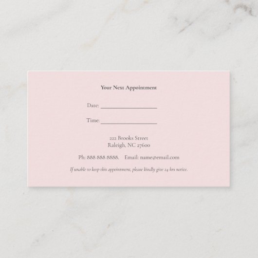 犬のグルーミングアポイントメントカード 名刺 (裏面)