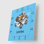 犬のグルーミングウォールクロック スクエア壁時計 (傾斜)