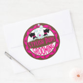 犬のグルーミングカスタマイズロゴと名前 ラウンドシール (封筒)