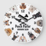 犬のグルーミングサロン-ペットトリマー-時パーソナライズされた計 ラージ壁時計