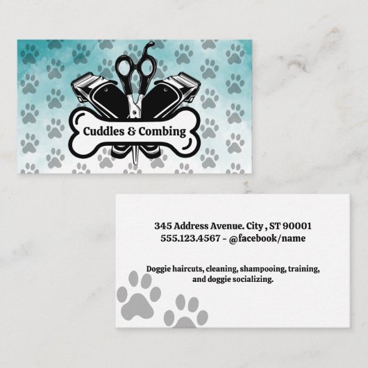犬のグルーミングツール | ペットサービス 予約カード (正面/裏面)
