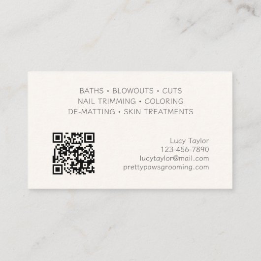 犬のグルーミングトレーナー歩く座 名刺 (裏面)