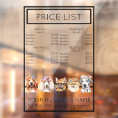 犬のグルーミングフラワーウォーターカラーサービスの価格表 ウィンドウサイン (シート2)