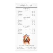 犬のグルーミングフラワーウォーターカラーサービスの価格表 ラックカード (正面)