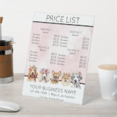 犬のグルーミングフラワーウォーターカラーサービスの価格表 台座サイン (インサイチュ)