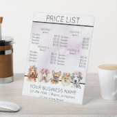 犬のグルーミングフラワーウォーターカラーサービスの価格表 台座サイン (インサイチュ)