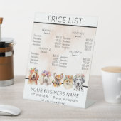 犬のグルーミングフラワーウォーターカラーサービスの価格表 台座サイン (インサイチュ)