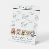 犬のグルーミングフラワーウォーターカラーサービスの価格表 台座サイン (正面)