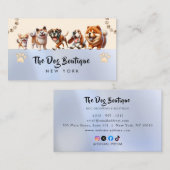 犬のグルーミングブティックペットシッターかわいい子犬のスクリプト 名刺 (正面/裏面)