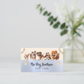 犬のグルーミングブティックペットシッターかわいい子犬のスクリプト 名刺 (スタンド正面)