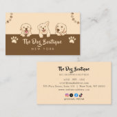 犬のグルーミングブティックペットシッターかわいい子犬のスクリプト 名刺 (正面/裏面)