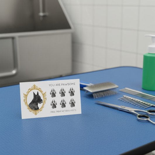 犬のグルーミングペットサービス白黒の前足 名刺