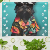 犬のグルーミングポープリントタオル キッチンタオル (折り畳み)