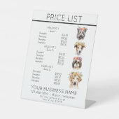 犬のグルーミング入浴かわいい犬のサービスの価格表 台座サイン (正面)
