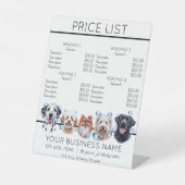 犬のグルーミング入浴かわいい犬のサービスの価格表 台座サイン (正面)