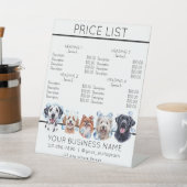 犬のグルーミング入浴かわいい犬のサービスの価格表 台座サイン (インサイチュ)