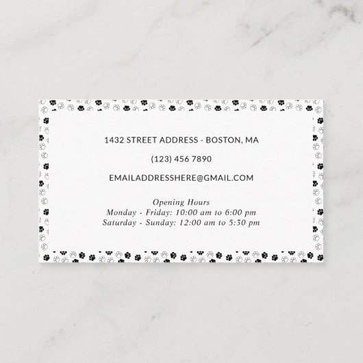 犬のグルーミング写真ロゴソーシャルメディア 名刺 (裏面)