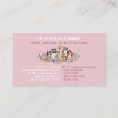 犬のグルーミング歩く座りサービスピンク 名刺 (裏面)