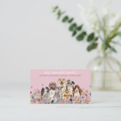 犬のグルーミング歩く座りサービスピンク 名刺 (スタンド正面)