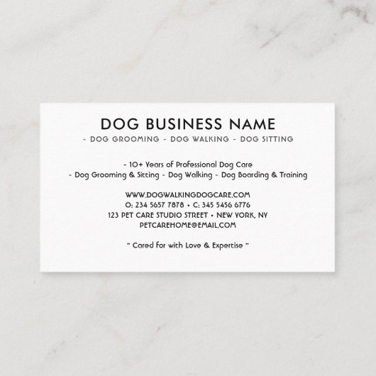 犬のグルーミング歩く座り搭乗訓練 名刺 (裏面)