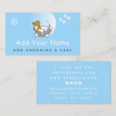 犬のグルーミング気にペットヘアカットかわいいポープリントブルー 名刺 (正面/裏面)