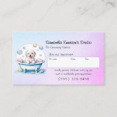 犬のグルーミング灰色のピンクから青のプロフェッショナル 予約カード (正面)