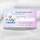 犬のグルーミング灰色のピンクから青のプロフェッショナル 予約カード
