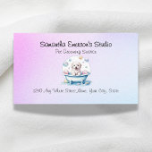 犬のグルーミング灰色のピンクから青のプロフェッショナル 予約カード