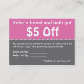 犬のグルーミング紹介カード – Personalizable 紹介カード (裏面)