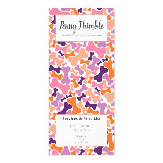 犬のグルーミング,ドギー骨トリマーサービス ラックカード (正面)