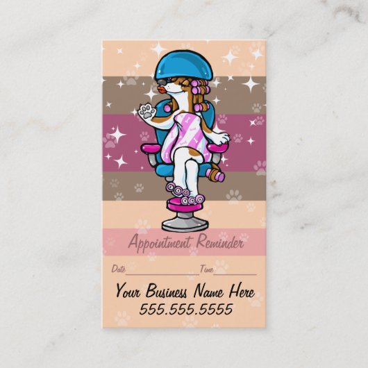 犬のグルーミング.ペットのトリマー.アポイントメントのアラーム。 予約カード (正面)