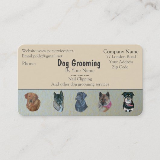 犬のグルーミング·ペットケア事業 名刺 (正面)