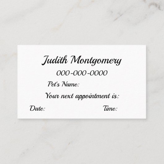 犬のグルーミング 名刺 (裏面)