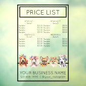 犬のグルーミング 花 水彩画 サービス 価格リスト ウィンドウサイン (シート3)