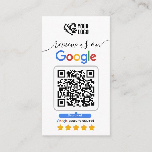 犬のグルーミングGoogleレビュー要求カードQRコード 名刺 (正面)