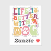 犬のグルーヴィレトロなタイポグラフィで生活が良い シール (シート)